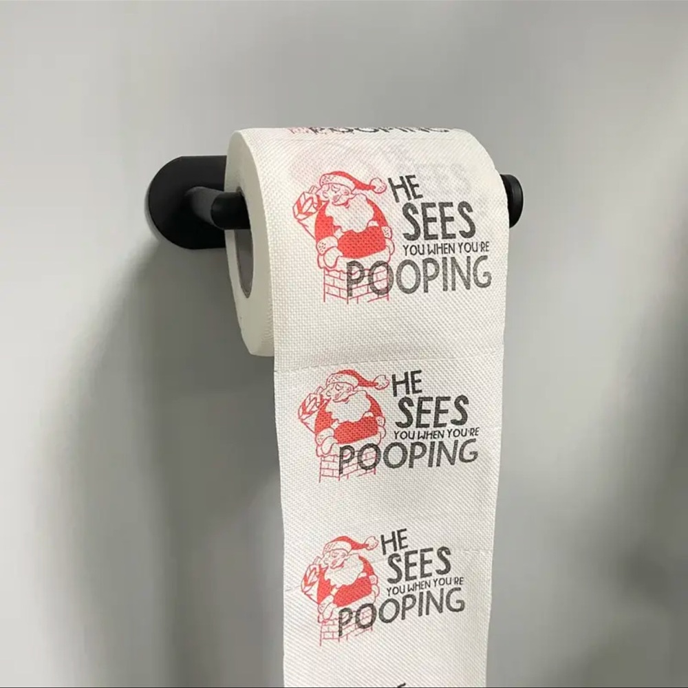 Toilet Paper, Santa, “He Sees You” Toilet Paper Rolls-High-Quality Wood Pulp…